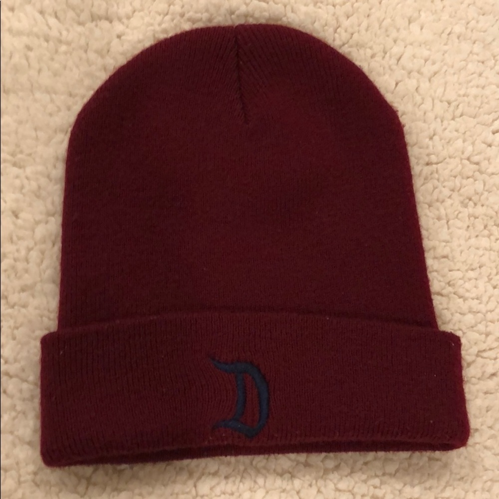 Burgundy "D" Beanie